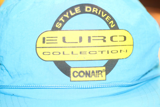 Vtg CONAIR Hat-Euro Collection Style Driven-Bright Blue-Rope Bill-Snapback-Cap