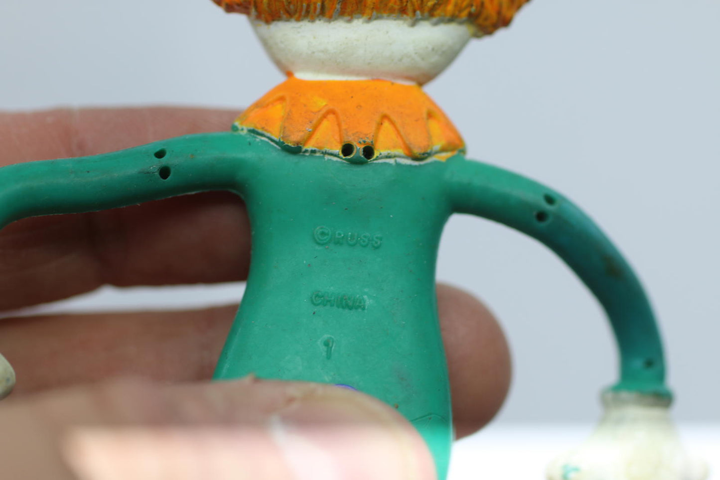 Vintage CIRCUS CLOWN (Green) 6" Bendy/ Bendable RUSS Figure 90s