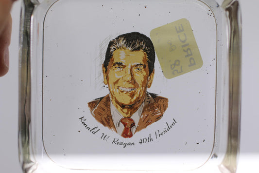 Ronald Reagan 40th President Glass Ashtray Political Memorabilia