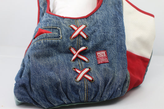 Vintage Pepe Jeans Shoulder Bag Purse aprox 13-14" zippers & Snaps London