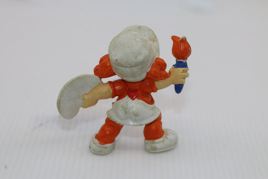 Vintage 1980 Wallace Berrie Rainbow Kids ORANGE Painter PVC Figure w/ Brush Palette