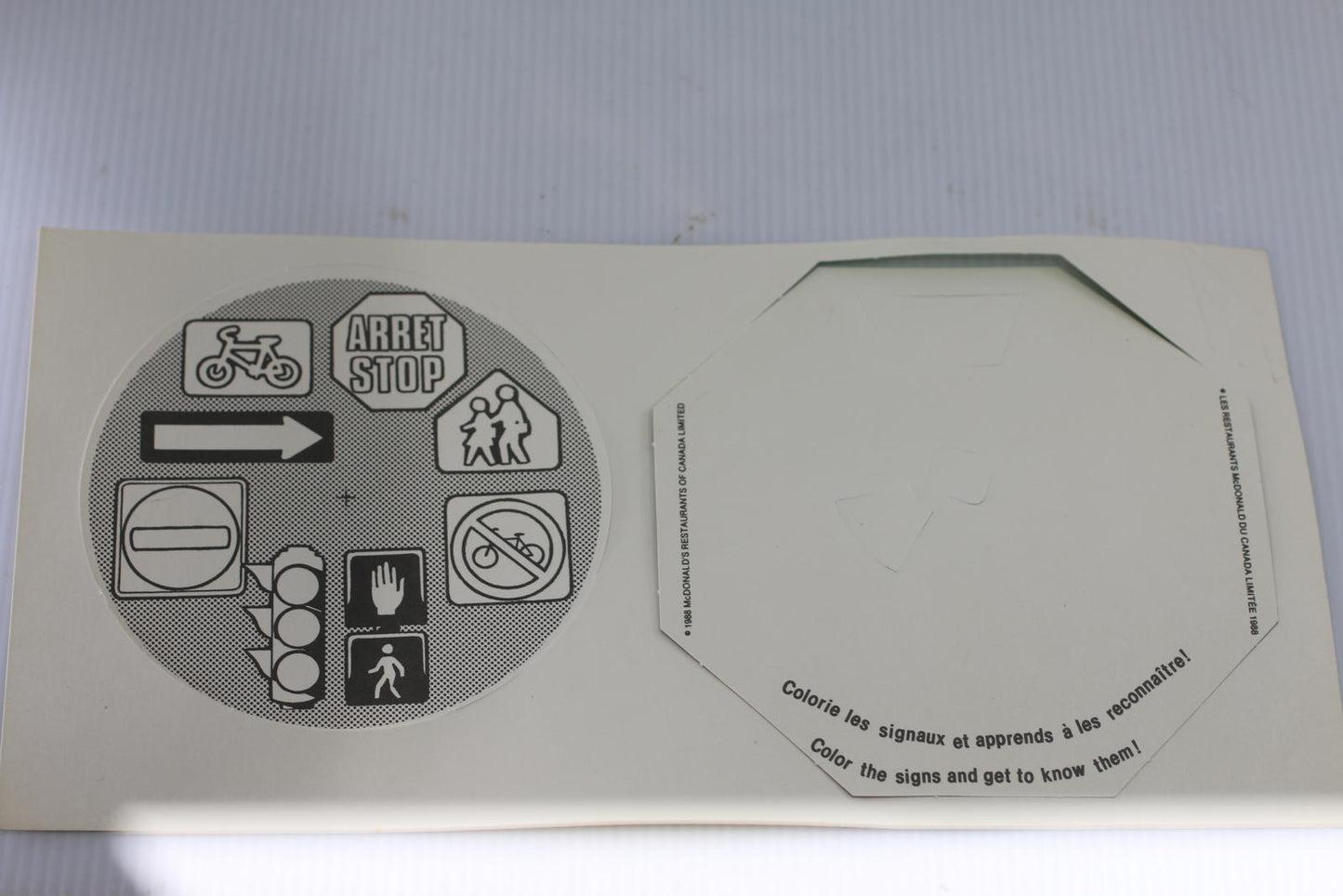 Vintage 1988 McDonald’s Canada McSafety Traffic Sign Spinner Uncut complete