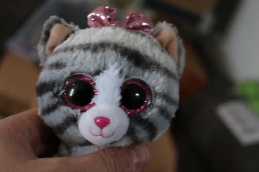 Tysilk Beanie Boos Kiki The Kitten Tabby Cat Soft Plush Toy Grey Pink Glitter Ty
