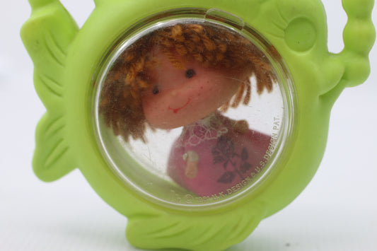 Vintage Doll In Inside Green fish Plastic Bank Carry Case 70s 80s Hong Kong