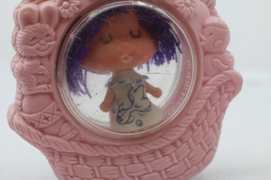 Vintage Doll In Inside easter basket Plastic Bank Carry Case 70s 80s Hong Kong