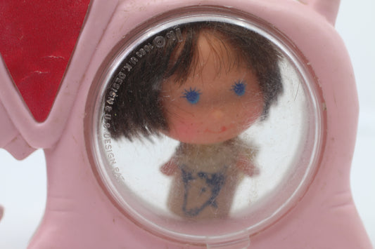 Vintage Doll In Inside pink elephant Plastic Bank Carry Case 70s 80s Hong Kong