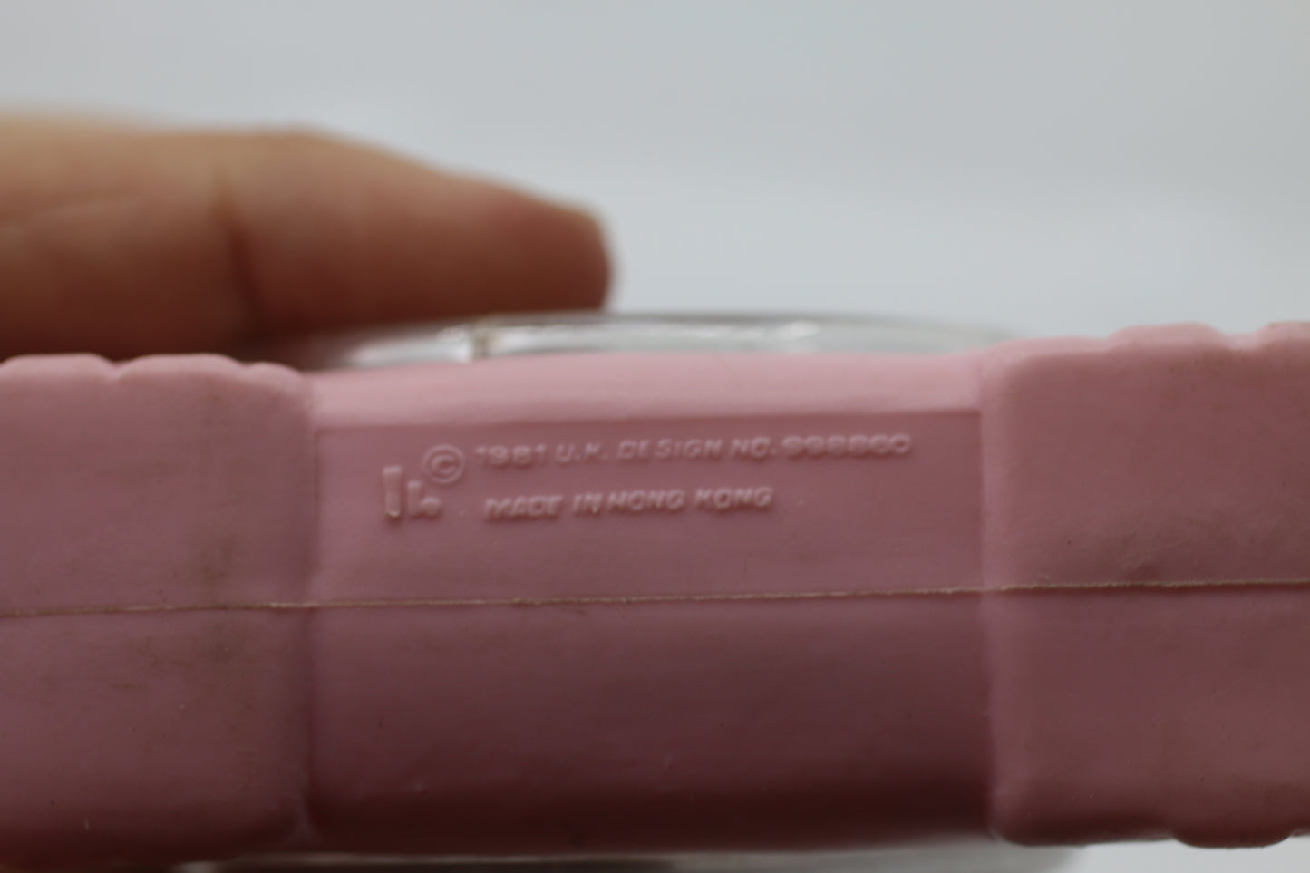 Vintage Doll In Inside pink elephant Plastic Bank Carry Case 70s 80s Hong Kong