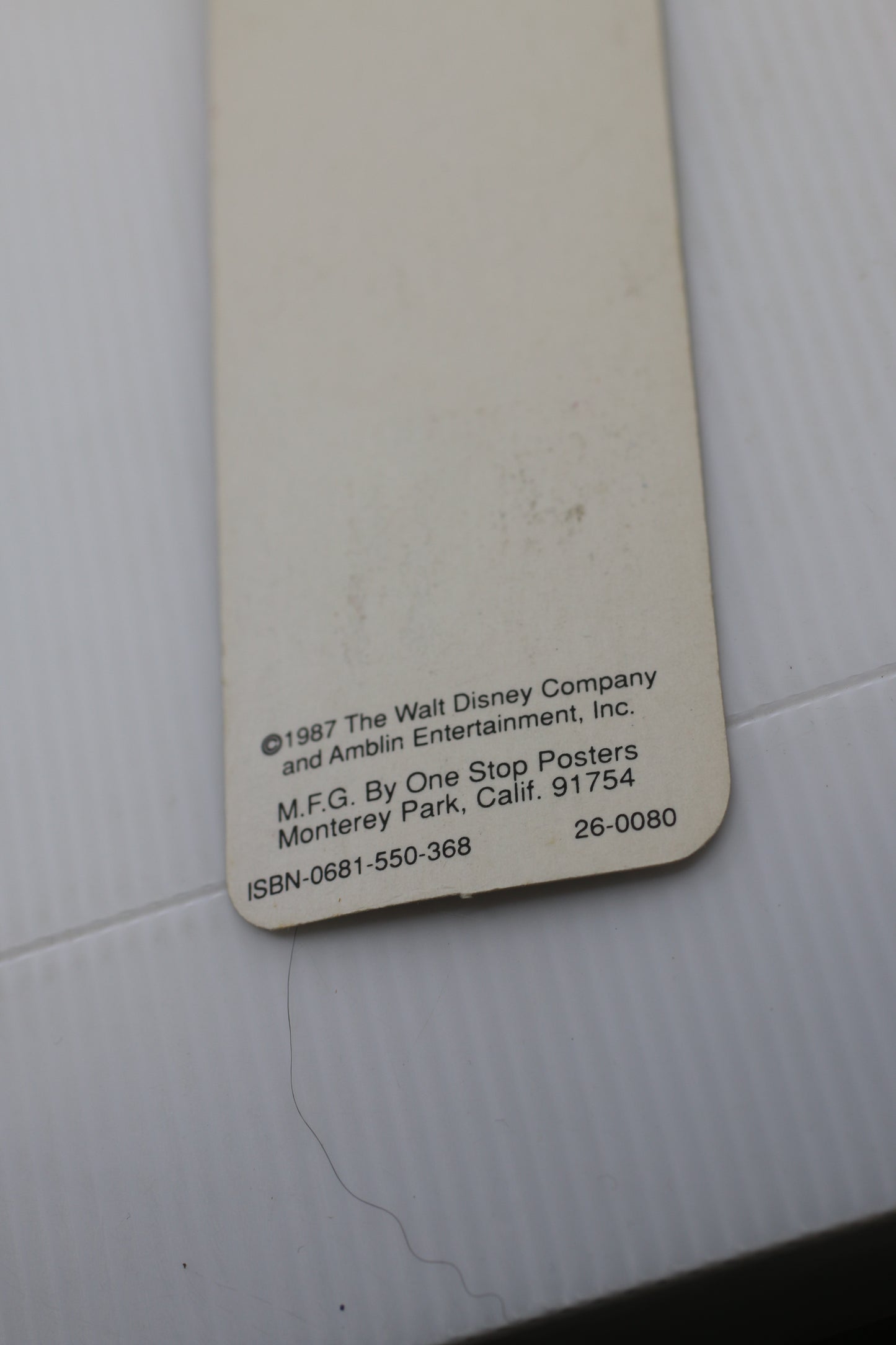 Vintage 1987 Roger Rabbit Bookmark Disney Amblin One Stop Posters VERY RARE