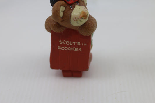 1986 Vintage Furskins Bears Scout’s Scooter Figure – PVC – 2.5" – Hong Kong