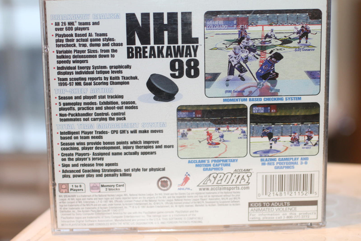 NHL Breakaway 98 PlayStation Jewel case and manul only No disc Game
