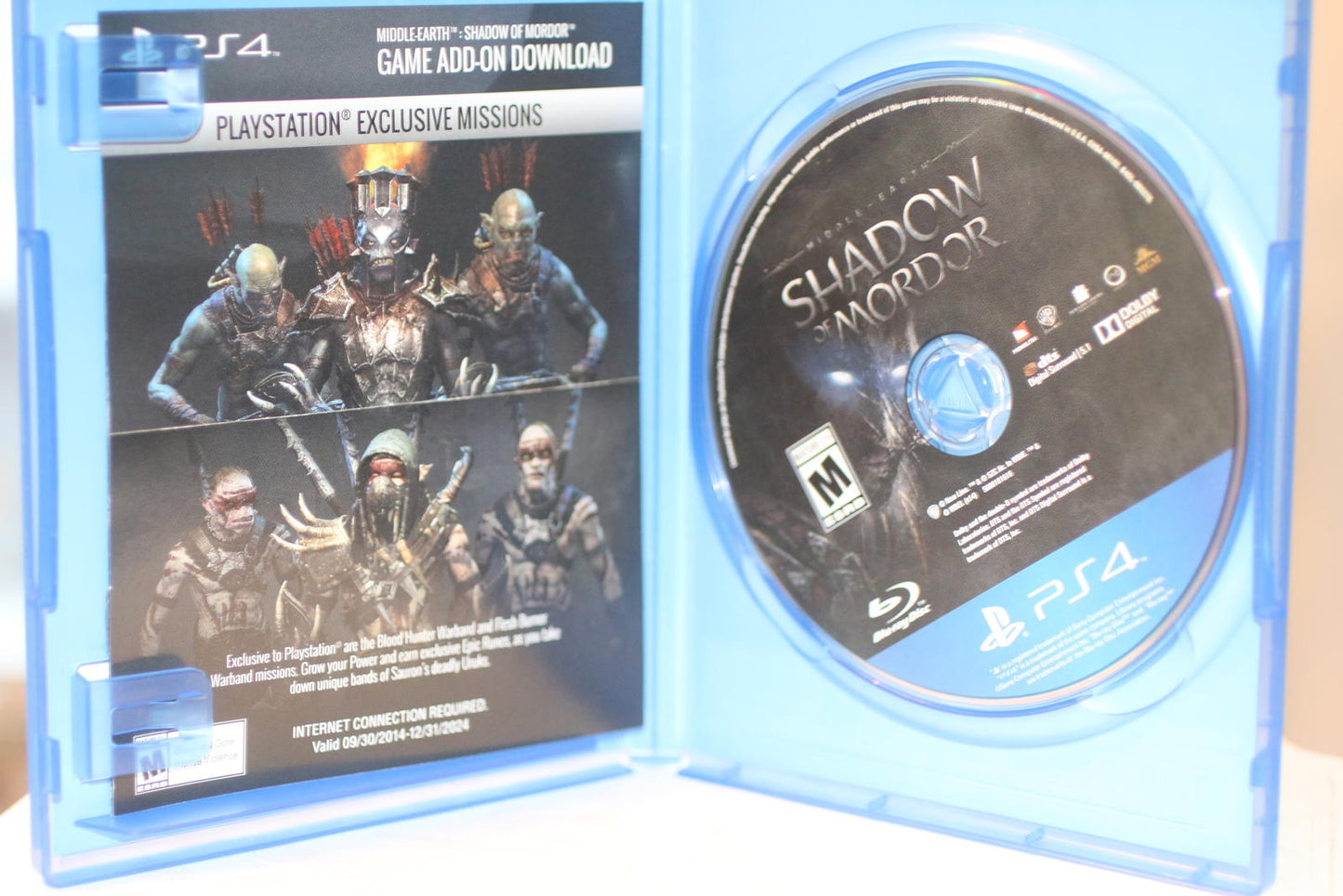 Middle Earth: Shadow of Mordor - PlayStation 4 (2014) with manual Video Game