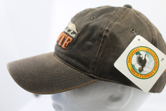 NWTF Wild Turkey Federation Distressed Brown Cap Hat Adjustable Hunting #2