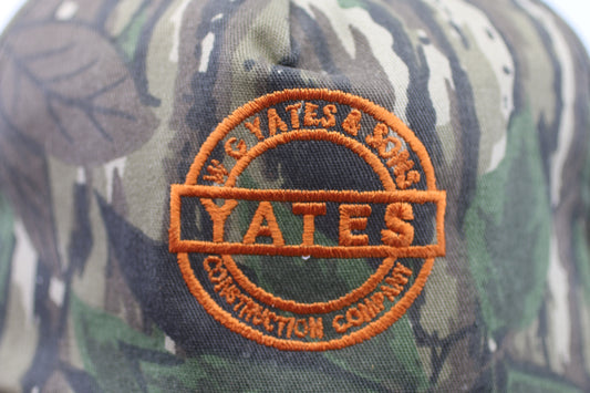 Vintage Yates Construction Camo Snapback Hat Made USA Outdoor Cap