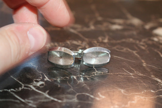 Classic Oval Cufflinks Bar Vintage silver Tone cufflink