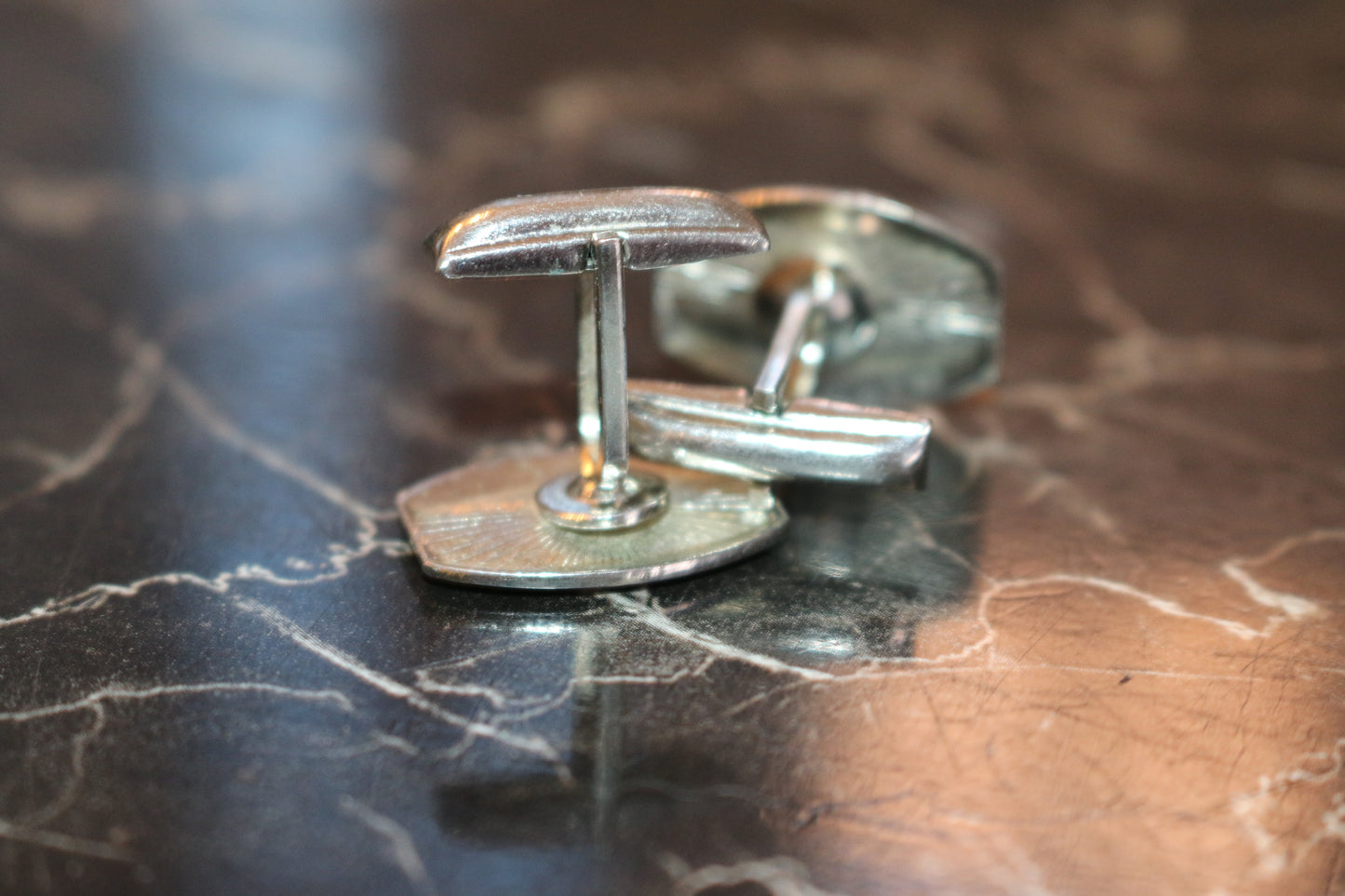 Classic Oval Cufflinks Bar Vintage silver Tone cufflink
