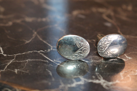 Vintage Engraved Silver Cufflinks Gift For Dad Groomsmen Wedding Christmas