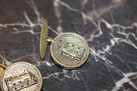 VTG Brass Train Cuff Links, Men’s, Vintage (AP15) Cufflinks