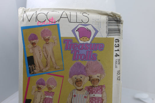 McCalls Sewing Pattern 6314 Halloween Trolls Costumes Size 7-8 CUT Year 1992