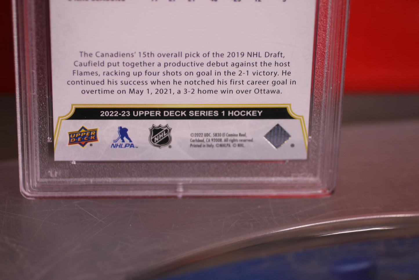 2022 Upper Deck Cole Caufield Debut Dates Hockey Card PSA 7 NM #DD18
