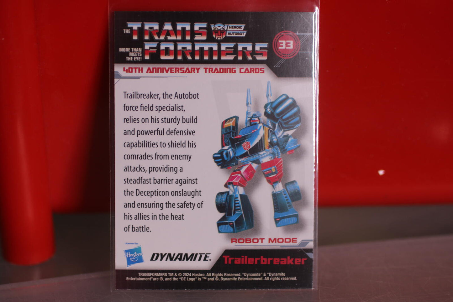Transformers 40th Anniversary Trailbreaker Trading Card Dynamite 2024