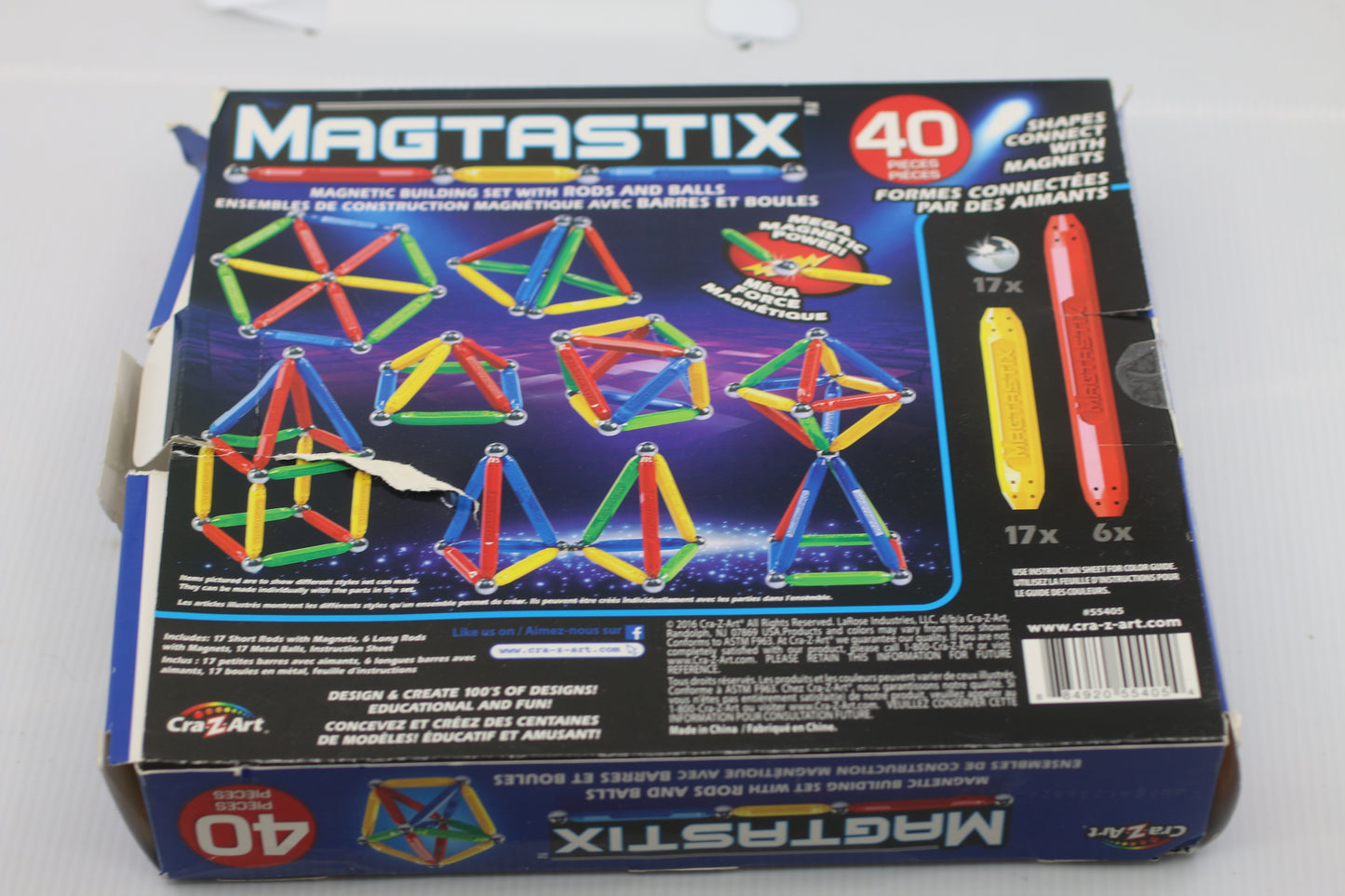 MAGTASTIX 40 Piece Magetic Building Set Rods Balls Cra-Z-Art Used Complete