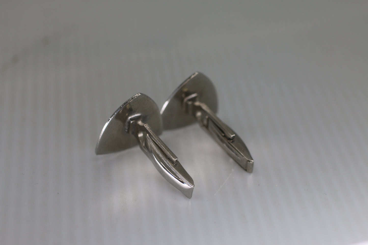 Vintage Silver-Tone Sculpted Cufflinks Mid-Century Modern Abstract Design