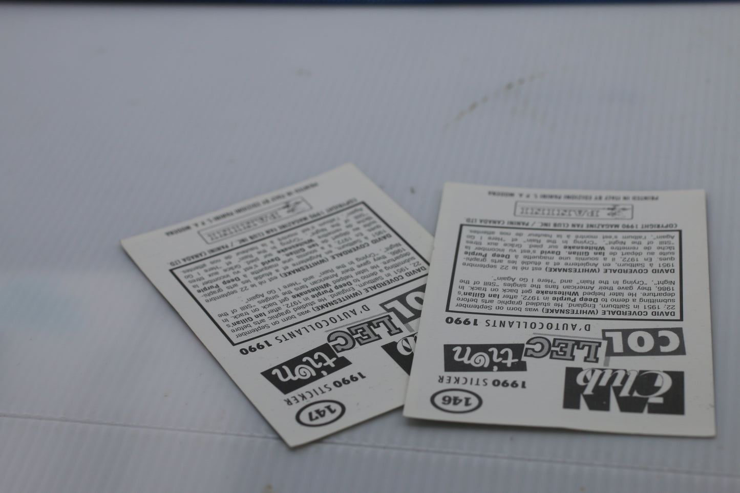 1990 Panini Fan Club Collection Pop Star Stickers (Whitesnake) #146-147