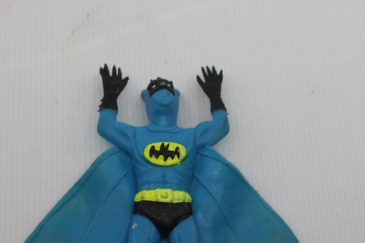 Vintage Batman Hanging Figure Blue Cape Rubber Toy – DC Comics – Made in China – 1970s–1980s