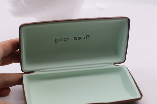 Greiche & Scaff eyeglasses case clamshell Brown leather