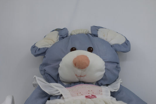 1987 Vtg 14" Fisher Price Puffalump Grey Mouse w/Dress Nylon Plush Stuffed 8013