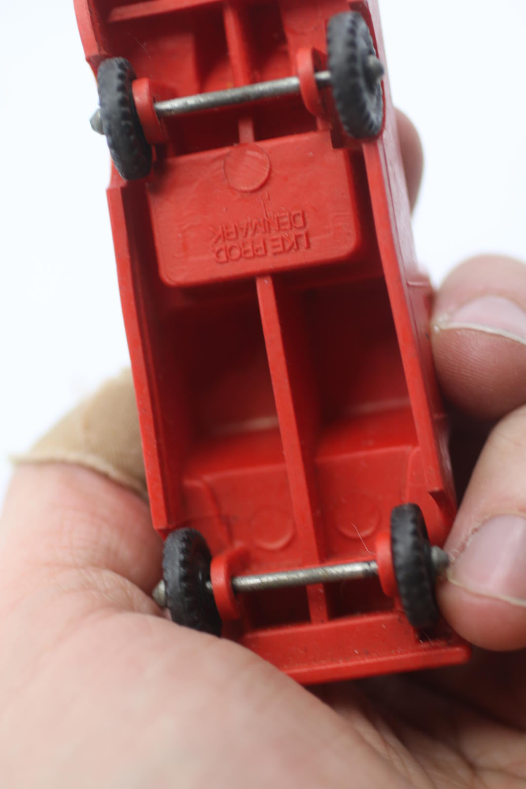 LKE Prod Denmark red Towing Tow Truck Toy Vintage Miniature Plastic Car