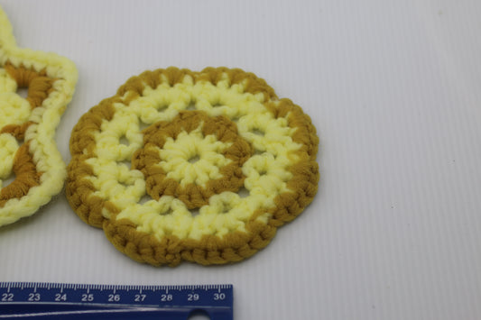3x yellow Crochet Flower Coaster, kitchen Crochet Pattern Coaster pattern