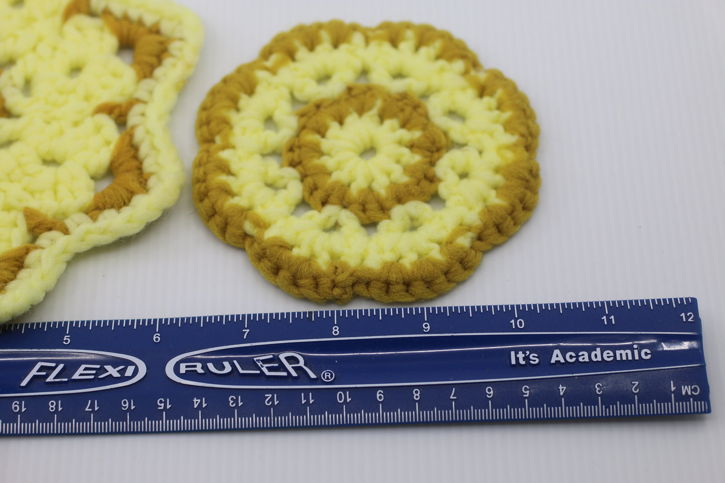 3x yellow Crochet Flower Coaster, kitchen Crochet Pattern Coaster pattern