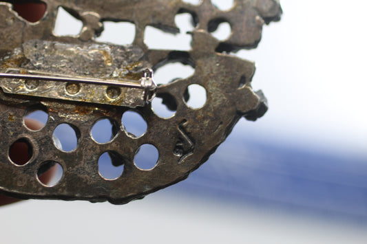 vintage floral brooch, jewelry vtg fashion, retro style Guy Vidal, Canada