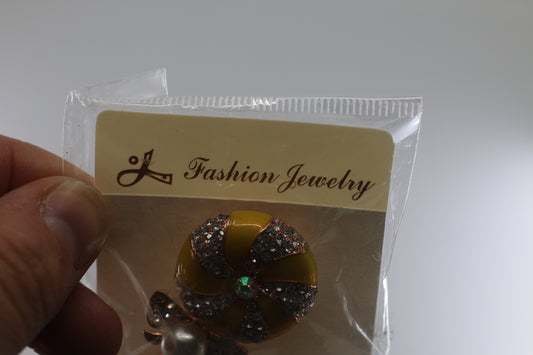 Brooch Lolypop Sealed rhinestone and faux pearls pin