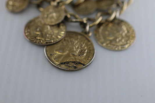 Vintage 7 Faux Coins Brooch or Pin franca Republique 1606