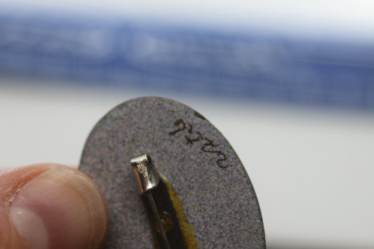 Brooch Painted motif design artist vintage pin Red leafs flowers signed