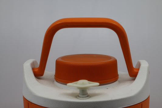Vintage Coleman Beverage Cooler plastic Thermos made in Canada orange & white