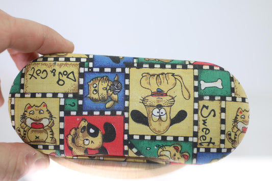 Dog&Cat Cartoon Eyeglasses Case HardShell Fabric OpticalCase