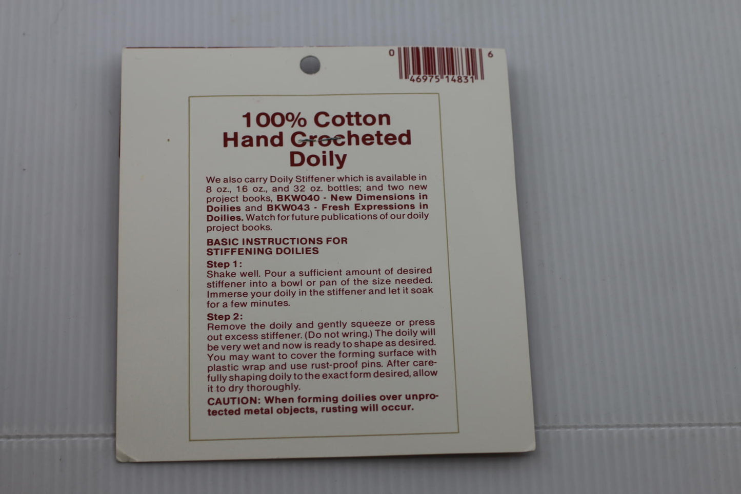Vintage 4” Pineapple Doily – 100% Cotton Hand Crocheted – Liwang’s – New on Card