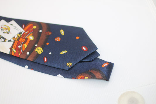 silk 100% polyester made in Korea Casino Gambling playing cards tie