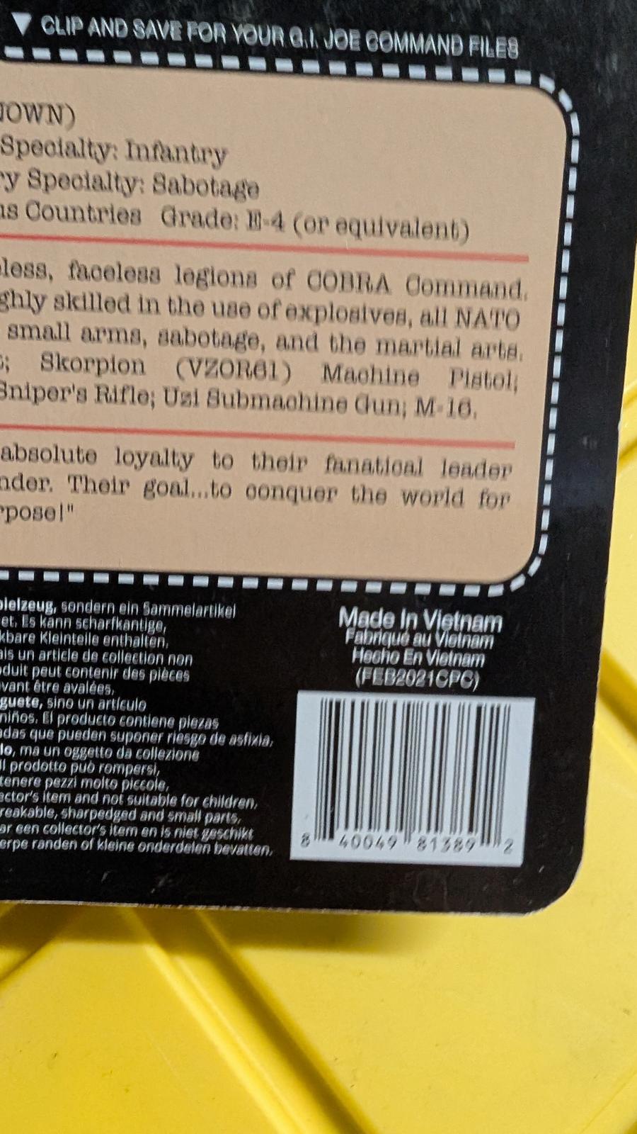 G.I. Joe Cobra Trooper Infantry Action Figure ReAction Figures