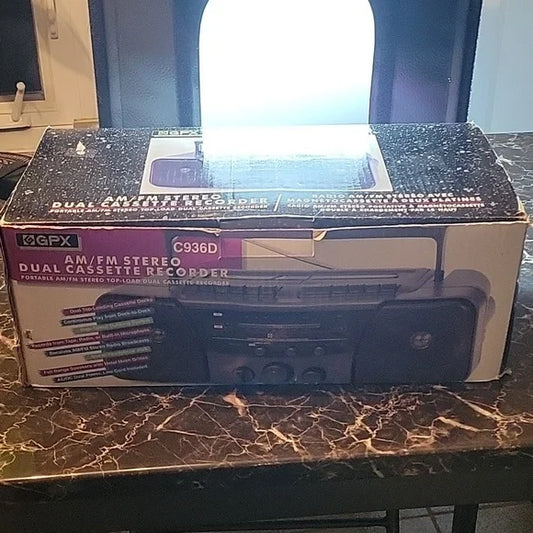 gpx c936D am/fm stereo dual cassette recorder portable radio Vintage rare in box