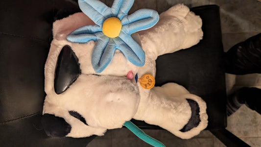 Vtg Cuddly Messengers Fido Dog Plush w/ Flower & Leash 22” 2003 Stuffed Toy