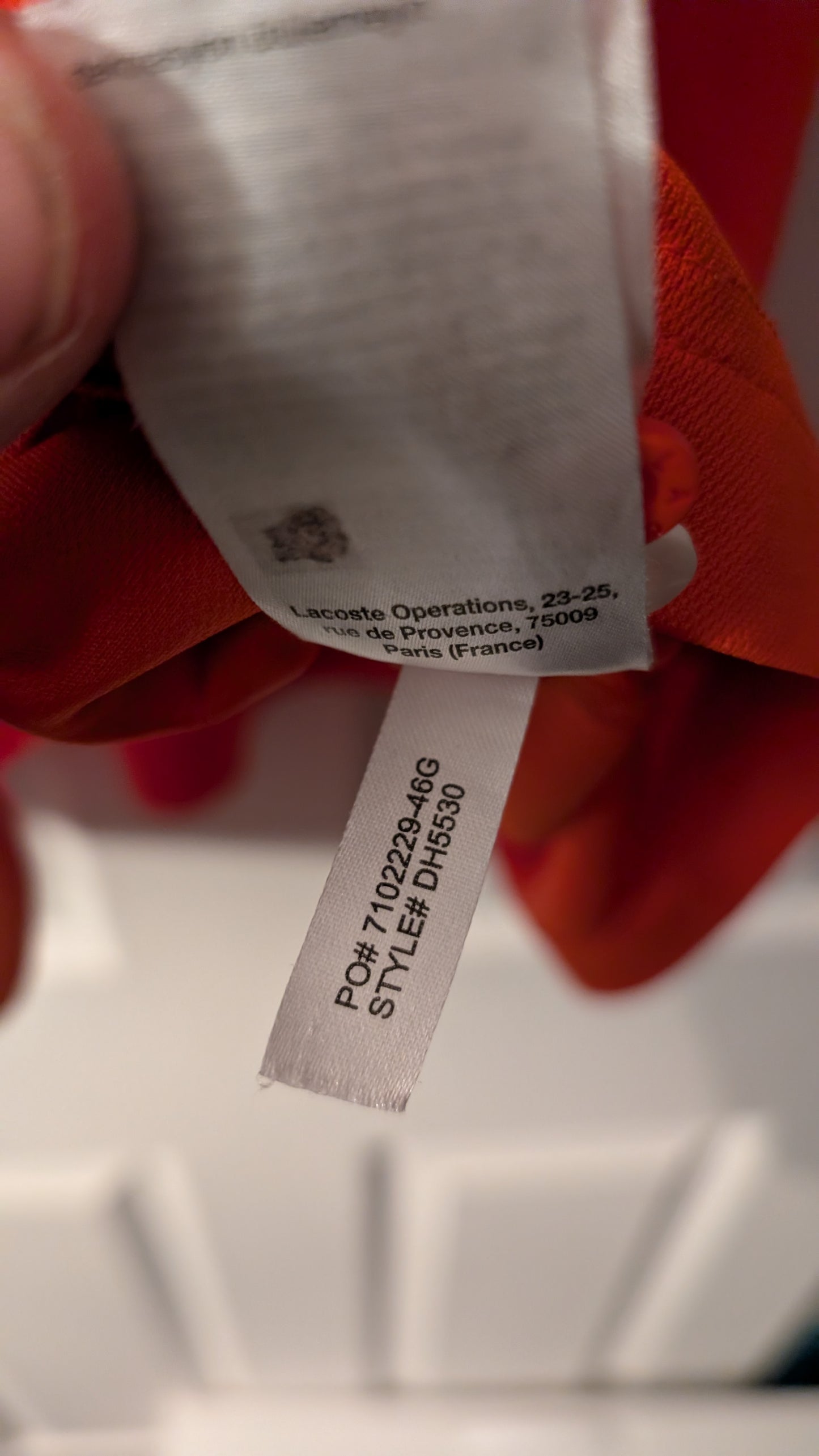 Lacoste Sport Polo Shirt Orange & White Colorblock 100% Polyester