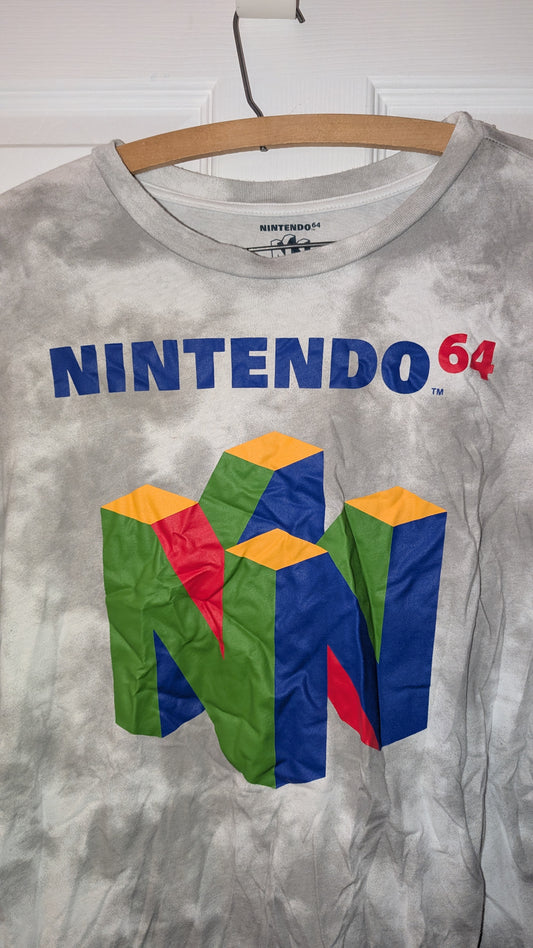 Nintendo 64 N64 Logo Tie-Dye Style T-Shirt Grey 2XL Official Gaming Tee 2019