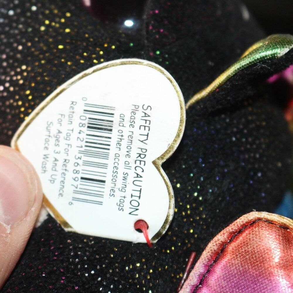 Ty Dragon Anora Black Plush Stuffed Animal Cute Purple Sparkle Eyes