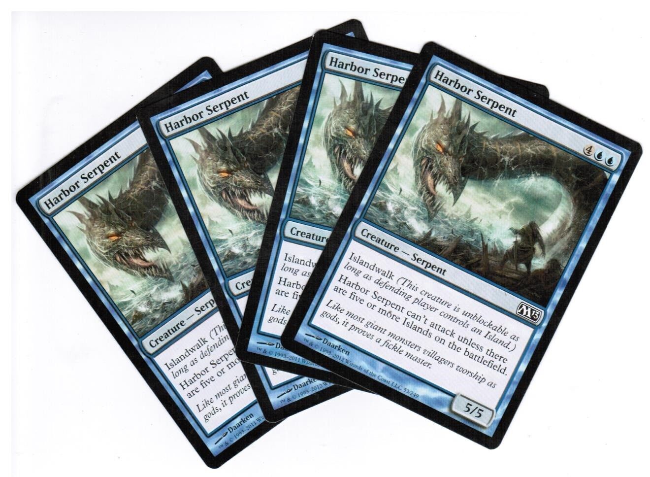 m13 mtg cards MTG MTG Harbor Serpent M13 Magic 2013 X4 4x Magic the GAthering cards – Omniphustoys
