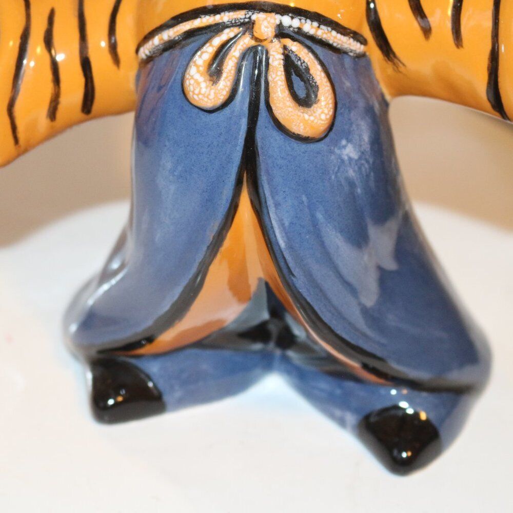 10" Sorcerer Mickey Ceramic Statue Chips In Glaze Blue Robe African Rare Variant