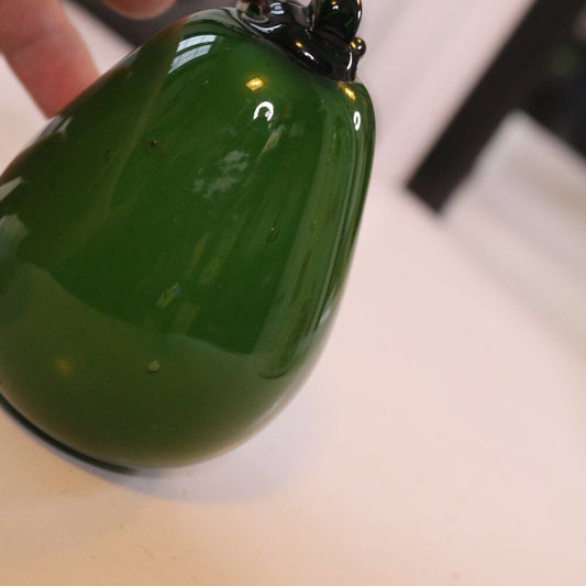 Vintage Murano Style Glass Life Size Pear Fruit Art Glass Green Stem Hand Blown